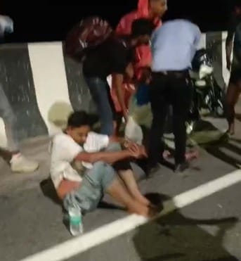 Eight Kanwariyas from Panipat riding on four bikes were injured in a car collision