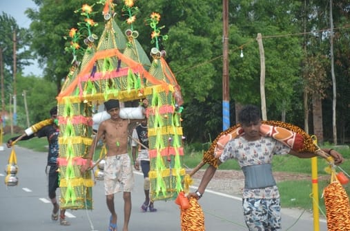 Steps taken towards Shiva Dham with standing, swing, Baikunthi and postal Kanwad