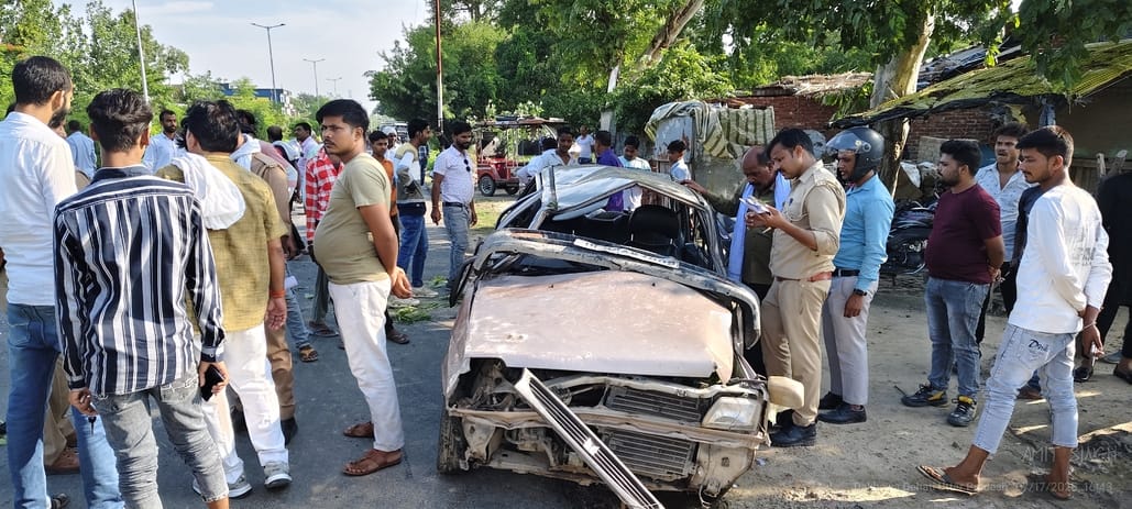 Car damaged while trying to save a bike in Oyal area, three riders injured