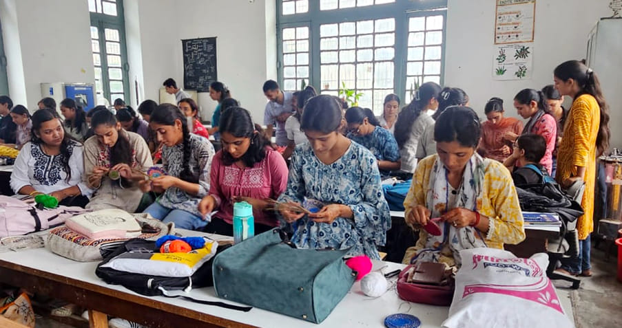 Workshop on eco-friendly pine craft items started at Vallabh College