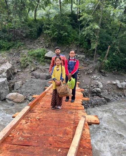 A temporary wooden bridge was built connecting Watan to Teejam village.