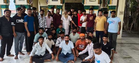 A group of youngsters left from Nangal Kaliya to collect the fourth Dak Kanwad