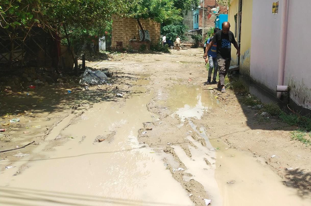 The problem of road, water and choked drain is faced by a population of three thousand