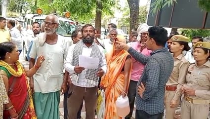 The family reached the Collectorate with petrol in a pipe and threatened to commit suicide