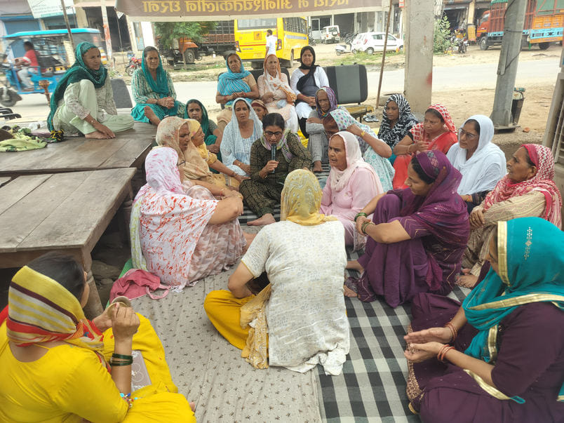 Women expressed their protest by singing kirtan at the protest site