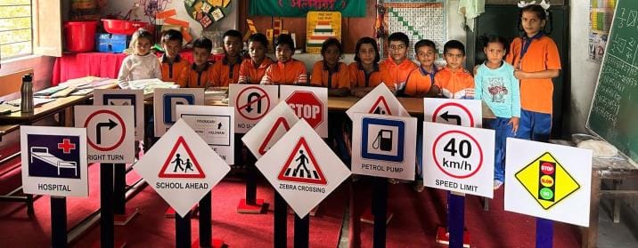 students. learn. rules. road safety. playful. schools.