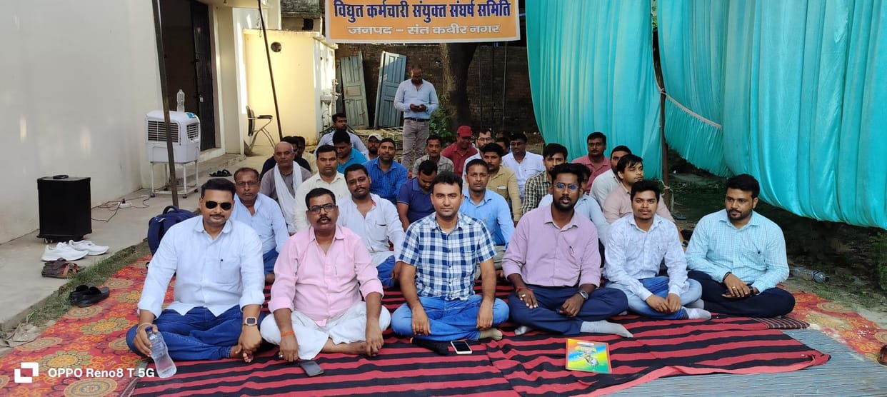 Electricity workers raised their voice against privatization and staged a sit-in protest