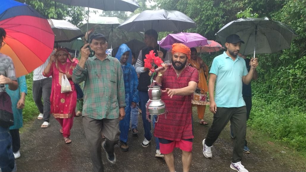 The group returned with Ganga water from Haridwar in Ladbhadol