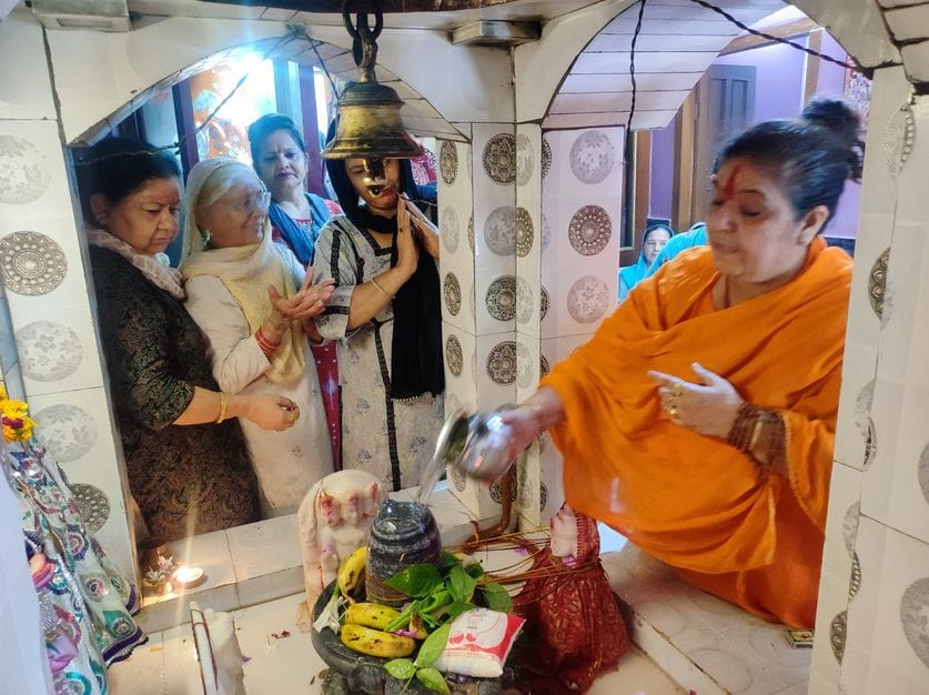 On the second Monday of Sawan, the Shiva temple resounded with cheers