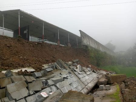 The roof of Sant Nirankari Bhawan collapsed due to landslide