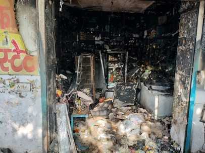 Fire broke out in a grocery and photo state shop, machines and goods burnt