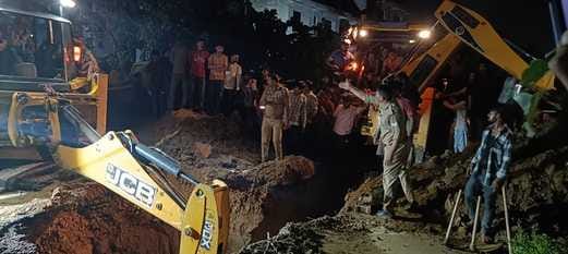 Rumours spread that a person had fallen into a road pit