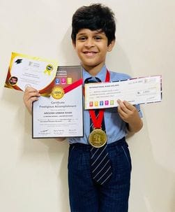 Aarush got first place in general knowledge competition