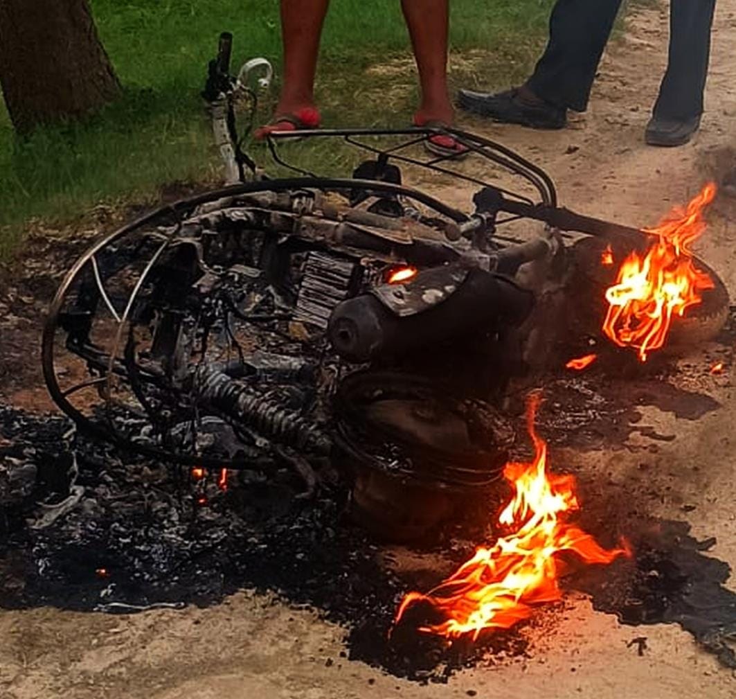 Moving scooter becomes a ball of fire
