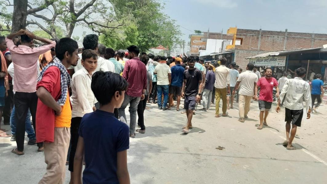 Bike rider died after being hit by a dumper, villagers protested and blocked the road