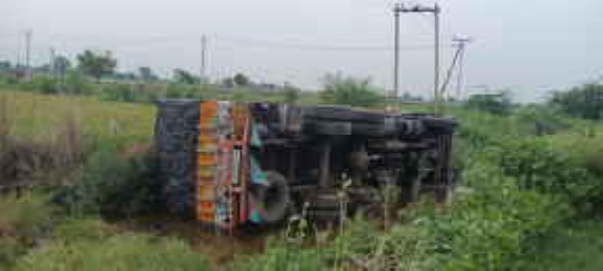 Truck lost control and overturned
