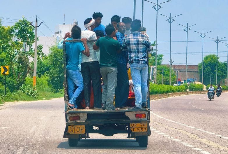Vehicles are being overloaded, passengers are also being carried in cargo vehicles