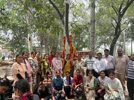 Teej festival celebrated by putting up swings and dancing and singing