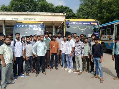 29 buses carrying students left from Ateli bus stand and 6 buses left from Kanti Khedi