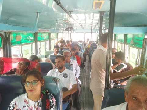 Students travelled in 724 buses and reached the centre on time