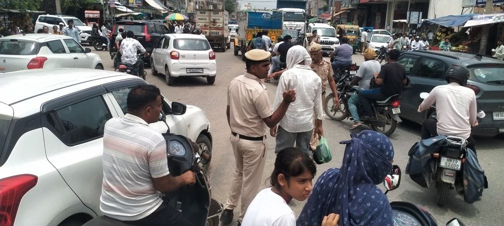 Students reached the centre in private vehicles, there was traffic jam in the city throughout the day