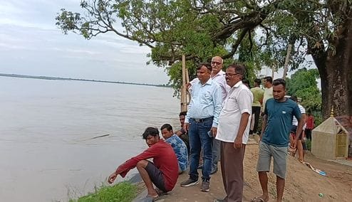 Attempts to stop erosion by filling sacks with bricks and soil