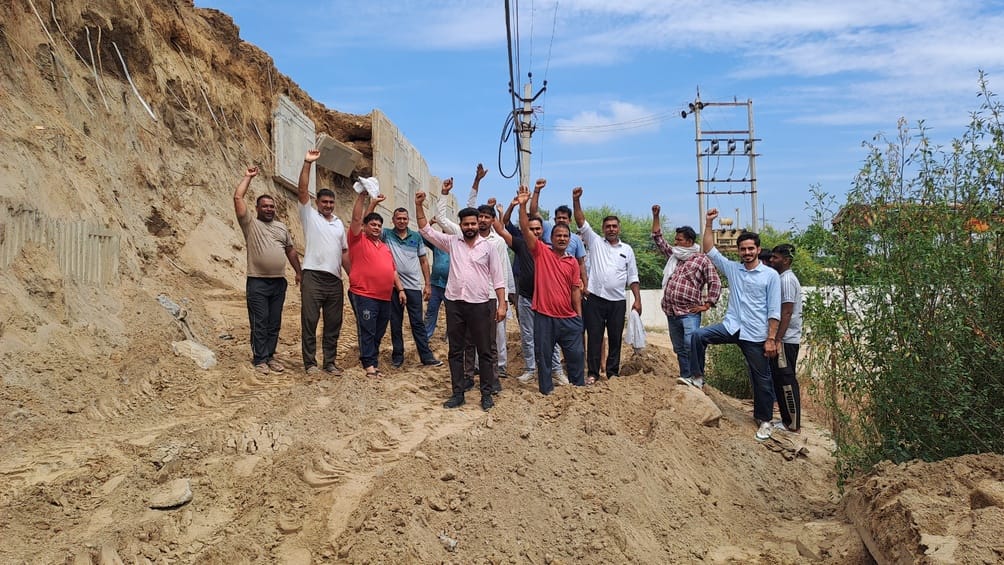 Panels fell from the under-construction flyover on the railway gate