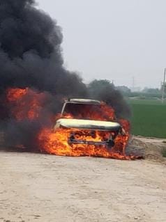 Car damaged due to falling of tree branch in Tau Devi Lal Market