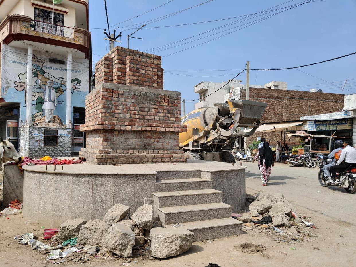 Construction work of Ambedkar Chowk, Patel Chowk and community building is going on at a snail's pace