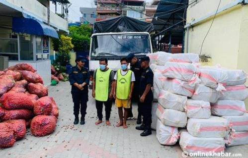 Four quintals of ganja recovered from a truck loaded with vegetables