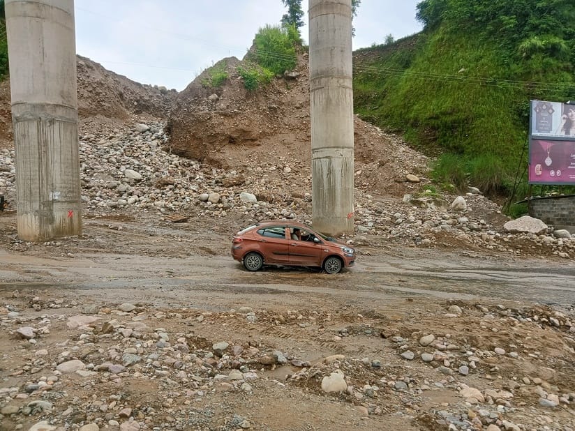 Rain water entered the shops of Chambi Bazaar