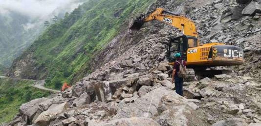 Traffic remained halted on the road connecting the China border for the third day