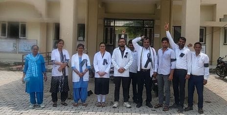 Health workers protested against the geo-facing app