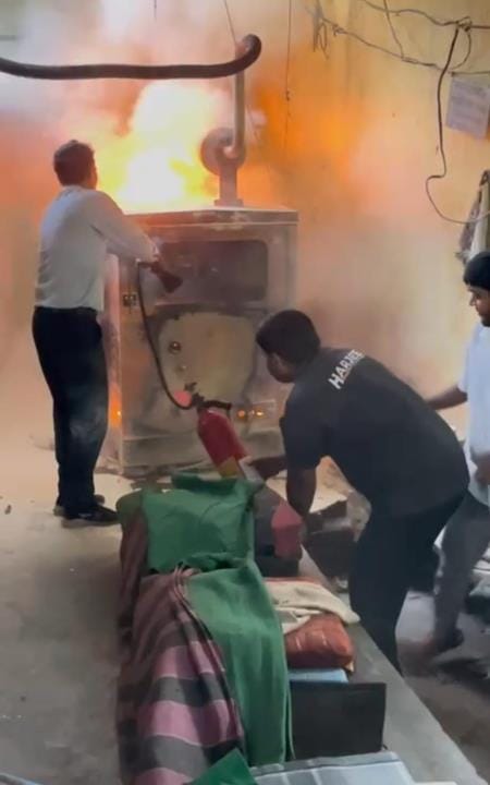 Generator of registry office caught fire due to short circuit
