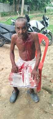 Drunken young man attacked his father with Hasia