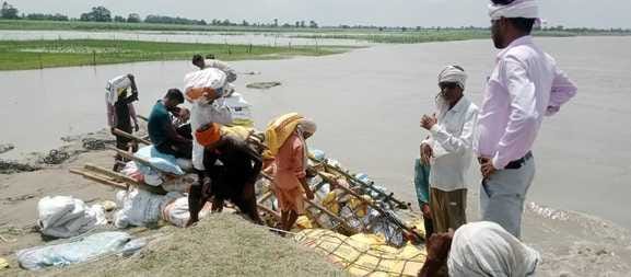 50 meter dam submerged in Ghaghra river