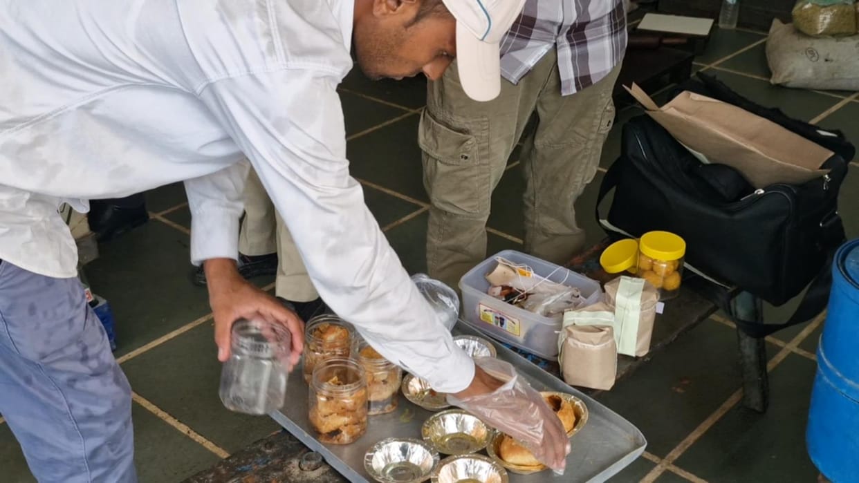 Flying squad collected samples from a Namkeen shop after receiving a complaint on CM window
