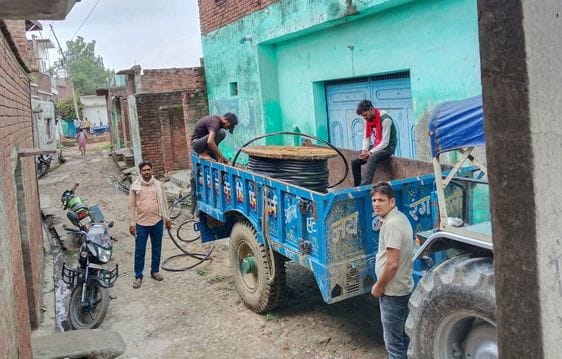 {Electricity wire is being changed in DabatoriElectricity wire is being changed in Dabatori