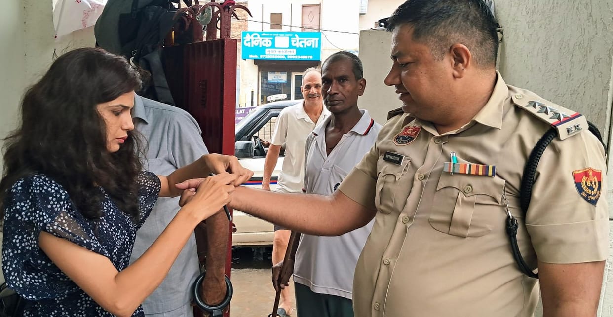 Police took the students stranded due to waterlogging to the examination centers