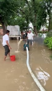 Efforts to drain out water from Bangaon school continued throughout the day