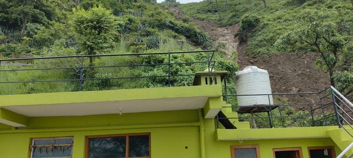 A house in Jabloo is in danger due to landslide