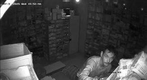 Searched the shop, sat on a chair and smoked when he got tired