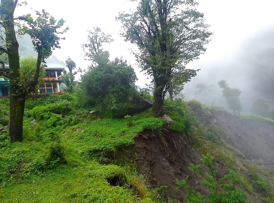 Due to land erosion, the risk of collapse of Shugad village increased