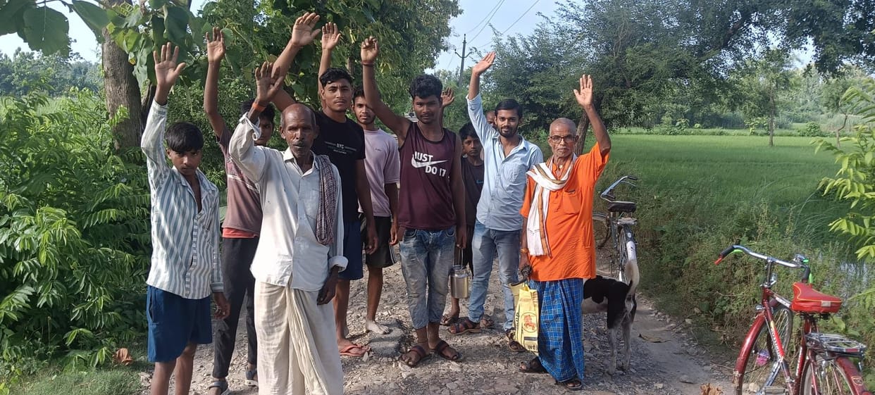 Villagers demonstrated, demanding road repair