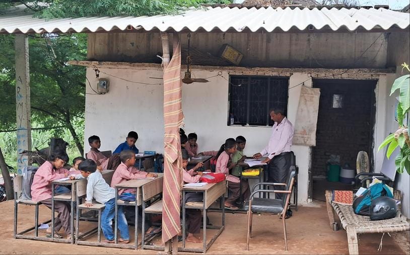 The school submerged in Ganga 12 years ago, its location changed eight times in four years