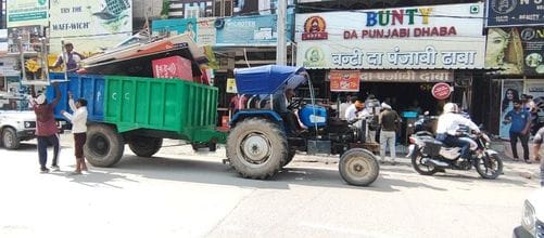 The corporation team that went to remove illegal encroachments was opposed at two places