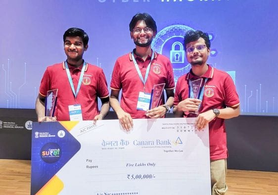 Adeeb's team got first place in Canara Bank Hackathon