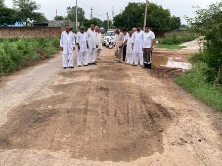 Road built two months ago broke down, villagers expressed anger