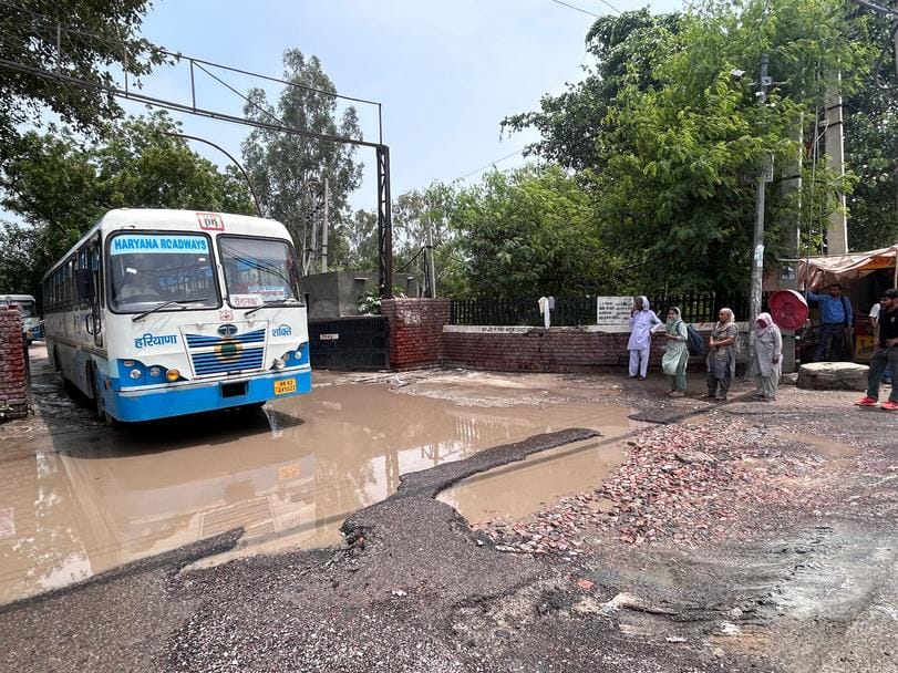 Water filled at the main gates of the bus station, passengers are facing problems
