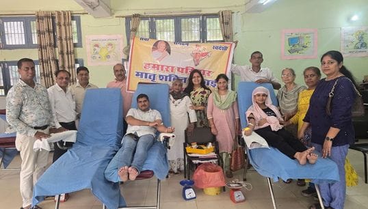 227 got health checkup done and 23 donated blood
